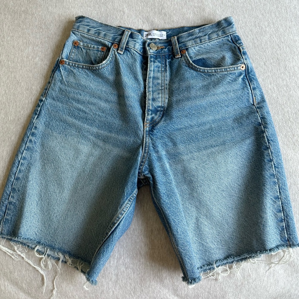 Zara high waist 7 inch denim shorts